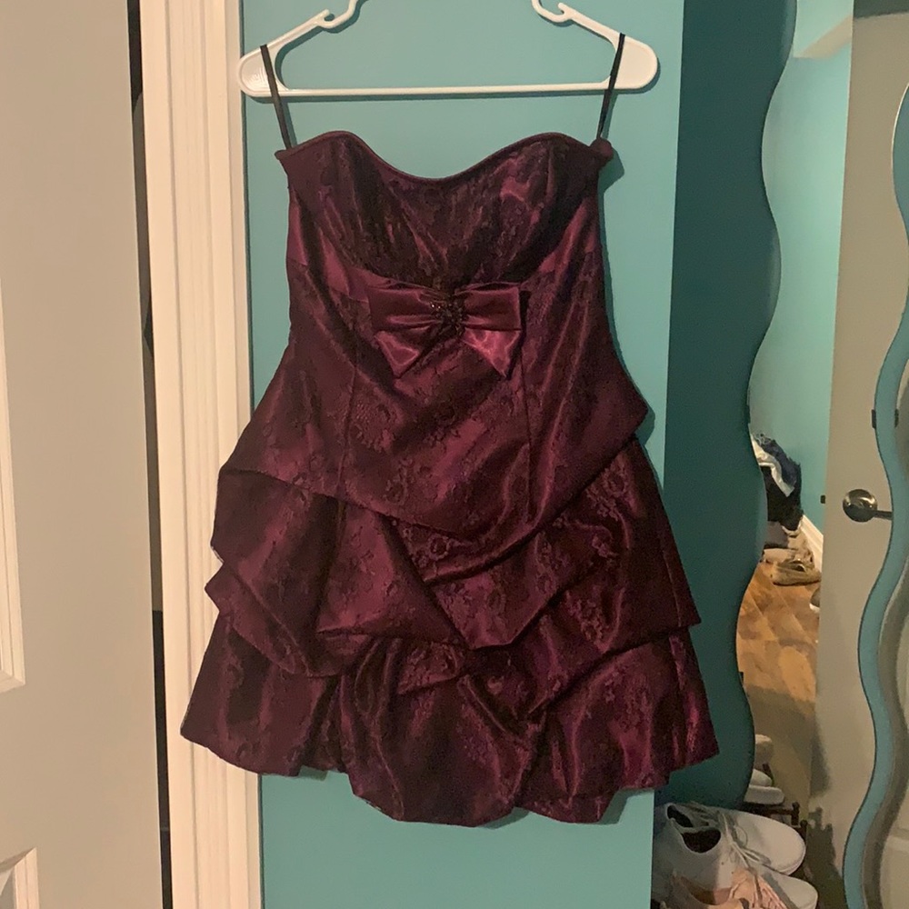 Strapless Purple Semi-Formal Dress